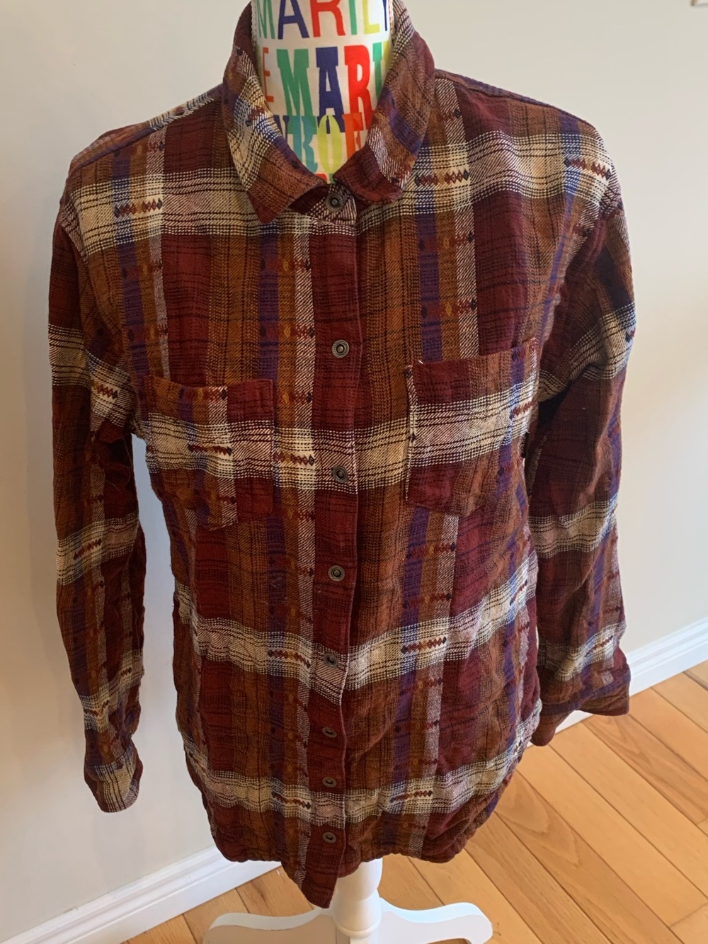 Prana Plaid Long-Sleeve Snap Top